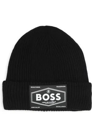 HUGO BOSS Logo-appliqué knitted beanie