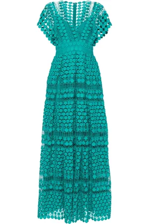 Elie saab Macramé silk maxi dress