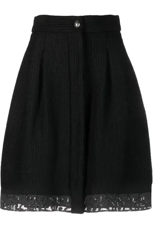 CHANEL 2000s lace-trim bouclé skirt