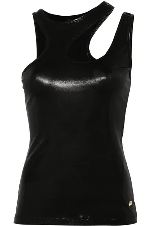 Roberto Cavalli Cut-out lamé top