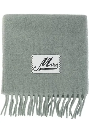 Marni Logo-appliqué fringed scarf
