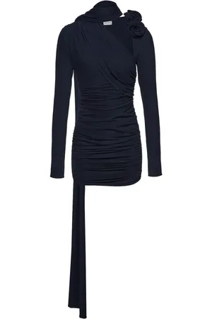 MAGDA BUTRYM Floral-appliqué draped mini dress