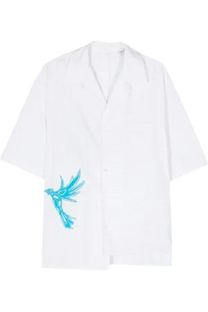 Lanvin Bird-appliqu?? pinstriped shirt