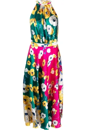 RAQUEL DINIZ Blossom-print halterneck dress