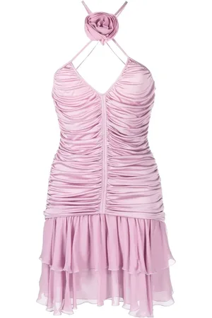 BLUMARINE Rose appliqué pleated mini dress