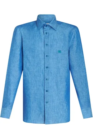 Etro Pegaso-embroidered mélange-effect shirt