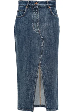 Aspesi Appliqué-logo denim skirt