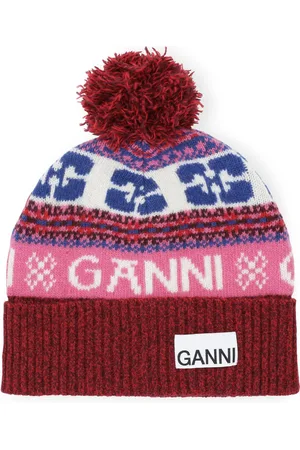 Ganni Patterned-intarsia knitted beanie