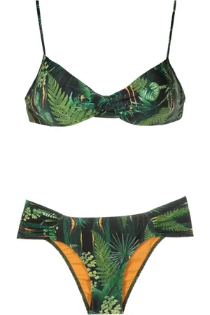 Lygia & Nanny Vitória twisted leaf-print bikini