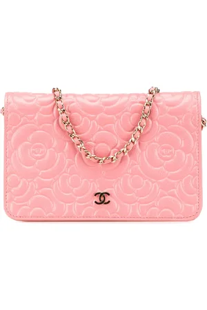 CHANEL 2019 CC Caviar Camellia Wallet On Chain crossbody bag