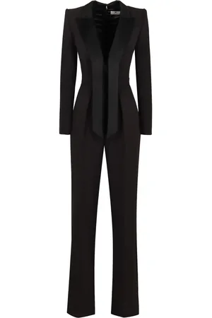 Elisabetta Franchi Satin-lapel crepe jumpsuit