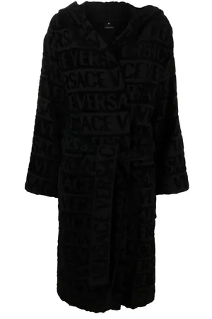 VERSACE Logo towelling belted robe