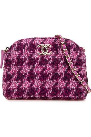 CHANEL 2021-2024 CC Tweed Houndstooth Clutch On Chain crossbody bag