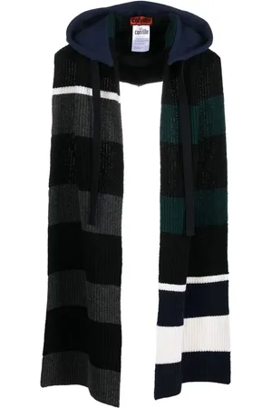Colville Stripe-pattern wool scarf hoodie