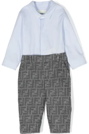 Fendi FF-logo cotton playsuit