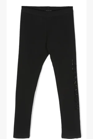 VERSACE Crystal-embellished logo leggings