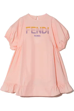 Fendi Logo-print ruffle-hem dress