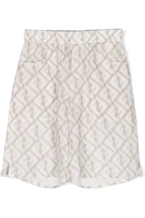 Fendi FF-pattern print linen shorts