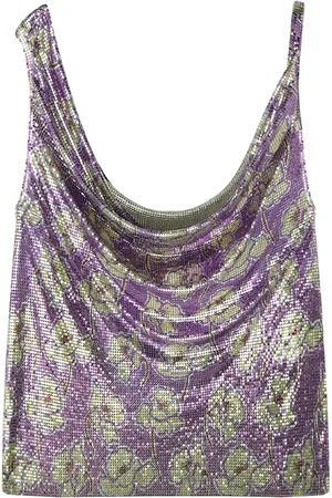 VERSACE Mesh draped-neck top