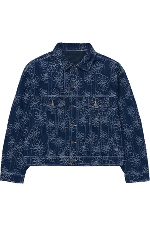 HONOR THE GIFT Flower-jacquard "Indigo" denim jacket