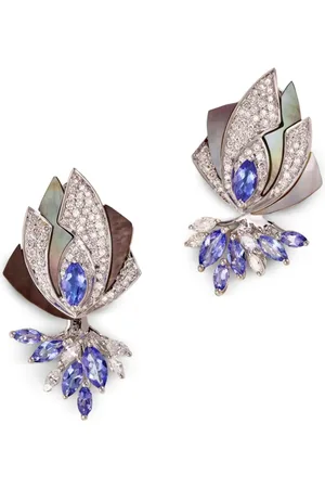 Ananya 18K white gold Mogra Ear Jackets multi-stone earrings