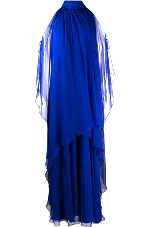 Alberta Ferretti Halter neck draped silk dress
