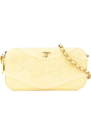 CHANEL 2019 Denim Coco Fringe Double Zip Clutch with Chain crossbody bag