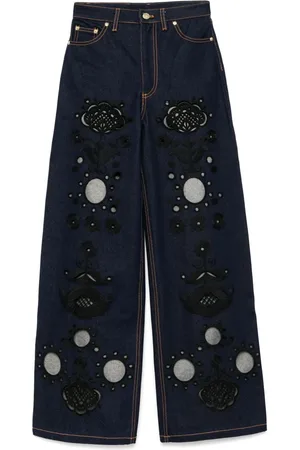 Cynthia Rowley Embroidered wide-leg jeans
