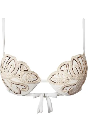 Twin-Set Rhinestone-embellished embroidered bikini top