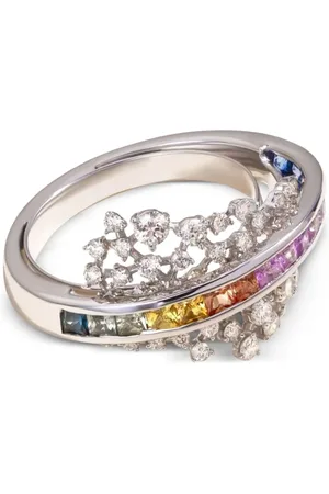 Ananya 18K white gold Scatter Energy diamond and sapphire ring