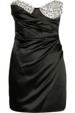 AREA Crystal-embellished draped minidress
