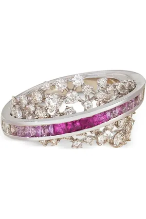 Ananya 18K white gold Scatter Energy diamond and sapphire ring