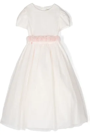 Il gufo Floral-appliqué tulle dress