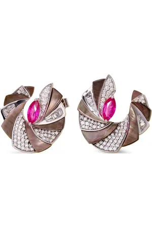 Ananya 18K white gold Mogra Miniature multi-stone earrings