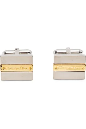Dior 1980s two-tone logo-engraved cufflinks