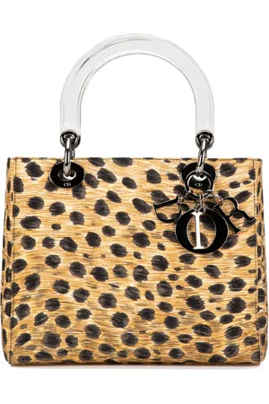 Dior 1998 Medium Canvas Leopard Print Lady Dior satchel