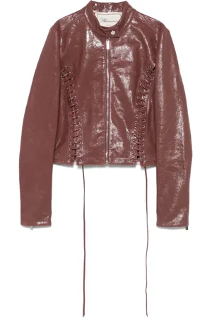 BLUMARINE Cracked-effect leather jacket