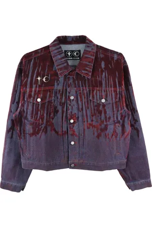 THUG CLUB Lazered denim jacket
