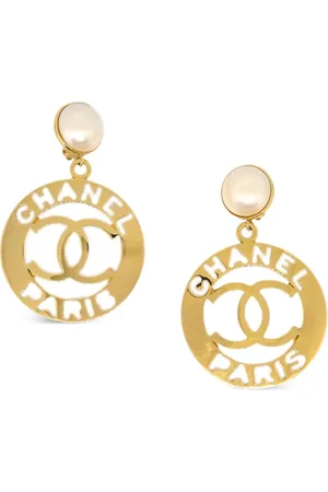 CHANEL 1990-2000s CC dangle clip-on earrings