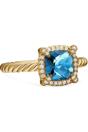 David Yurman 18kt yellow gold Petite Chatelaine topaz and diamond ring (7mm)