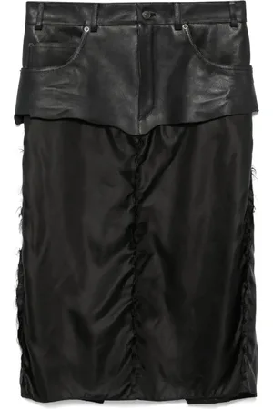 Balenciaga Leather-panel midi skirt