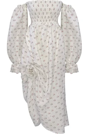 Sleeper Off-shoulder midi dress
