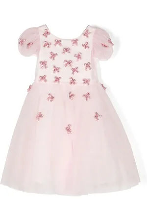 MONNALISA Bow-detail tulle-overlay dress