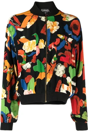 CHANEL 1990-2000s floral-print bomber jacket