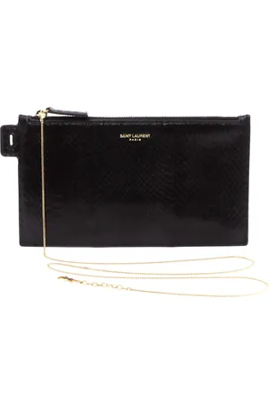 Saint Laurent Snakeskin-effect leather clutch bag
