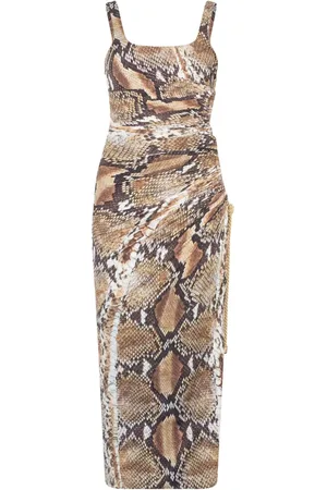 Roberto Cavalli Python-print midi dress