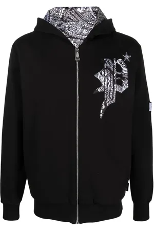 Philipp Plein Logo-appliqué zip-up hoodie
