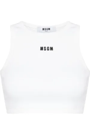 Msgm Logo-embroidered cropped top