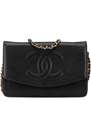 CHANEL 2003-2004 CC Caviar Wallet on Chain crossbody bag