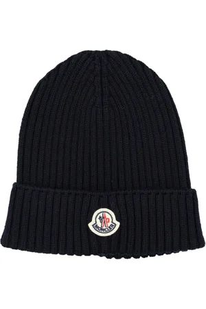 Moncler Logo patch ribbed beanie hat